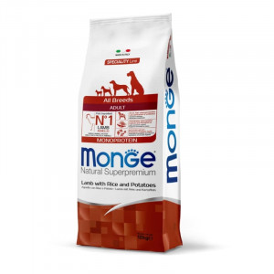 MONGE DOG ALL LAMB RICE sausā suņu barība Jērs, rīsi 12kg